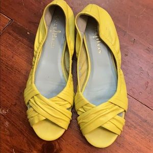 Cole Haan yellow peep toe shoes